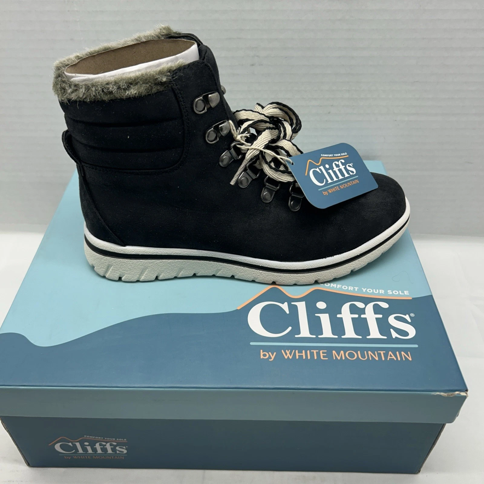 Cliffs by White Mountain Lace Up High Top Sneaker Black Sz 8 Women New
