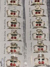 12 Rhinestone Small Cherry Hairclaws