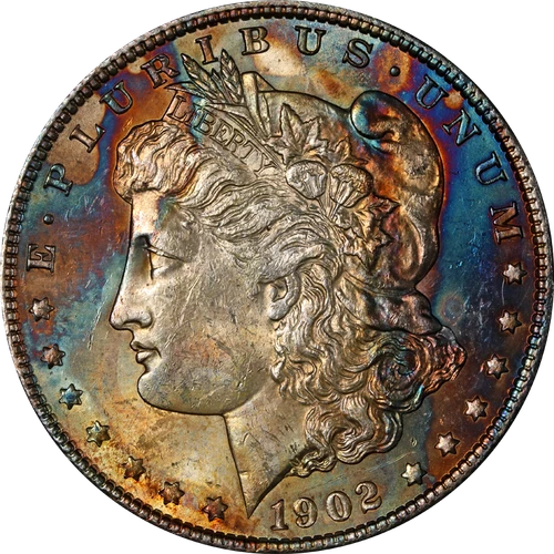 1902-O Morgan Silver Dollar - Crazy Toning