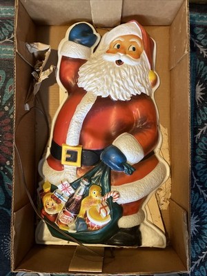 RARE VTG SANTA PEPSI LIGHT UP CHRISTMAS DISPLAY FOR STORE VACUFORM MOLDE PLASTIC