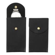 2 Pcs Leather Watch Pouch, Portable Watch Travel Case, Black