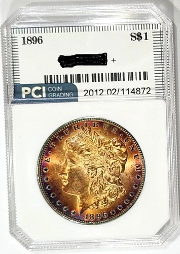 1896 Gem BU + Super Lustrous Bright Sunrise Color  Toned Morgan Dollar No Res.