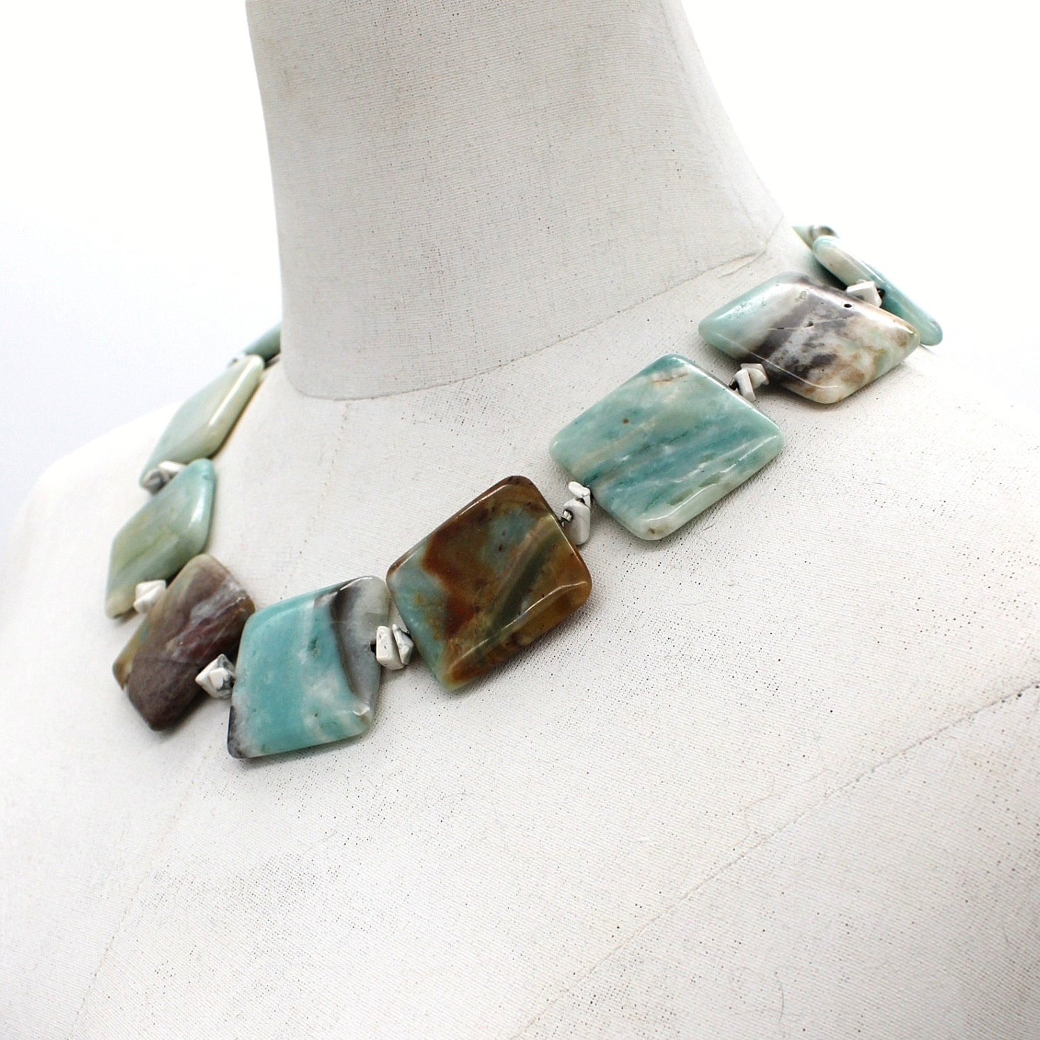 VTG Statement Amazonite Stone Necklace with Ornat… - image 2