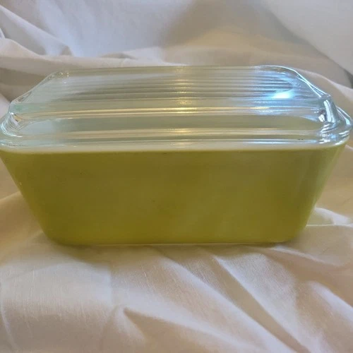 Vintage Pyrex 1970s Verde Green 502 1.5 Pint Refrigerator Dish With Lid Read