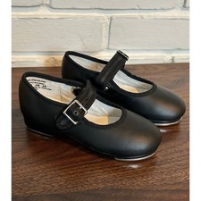 Capezio Black Tap Shoes 3800T Kids Size 8.5 M Tele Tone Taps Hook and Loop Close