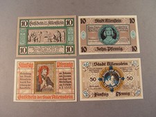 836: Pieniądze awaryjne, 4x Voucher Miasta ALLENSTEIN, Olsztyn Polska 1921, 50 50 10