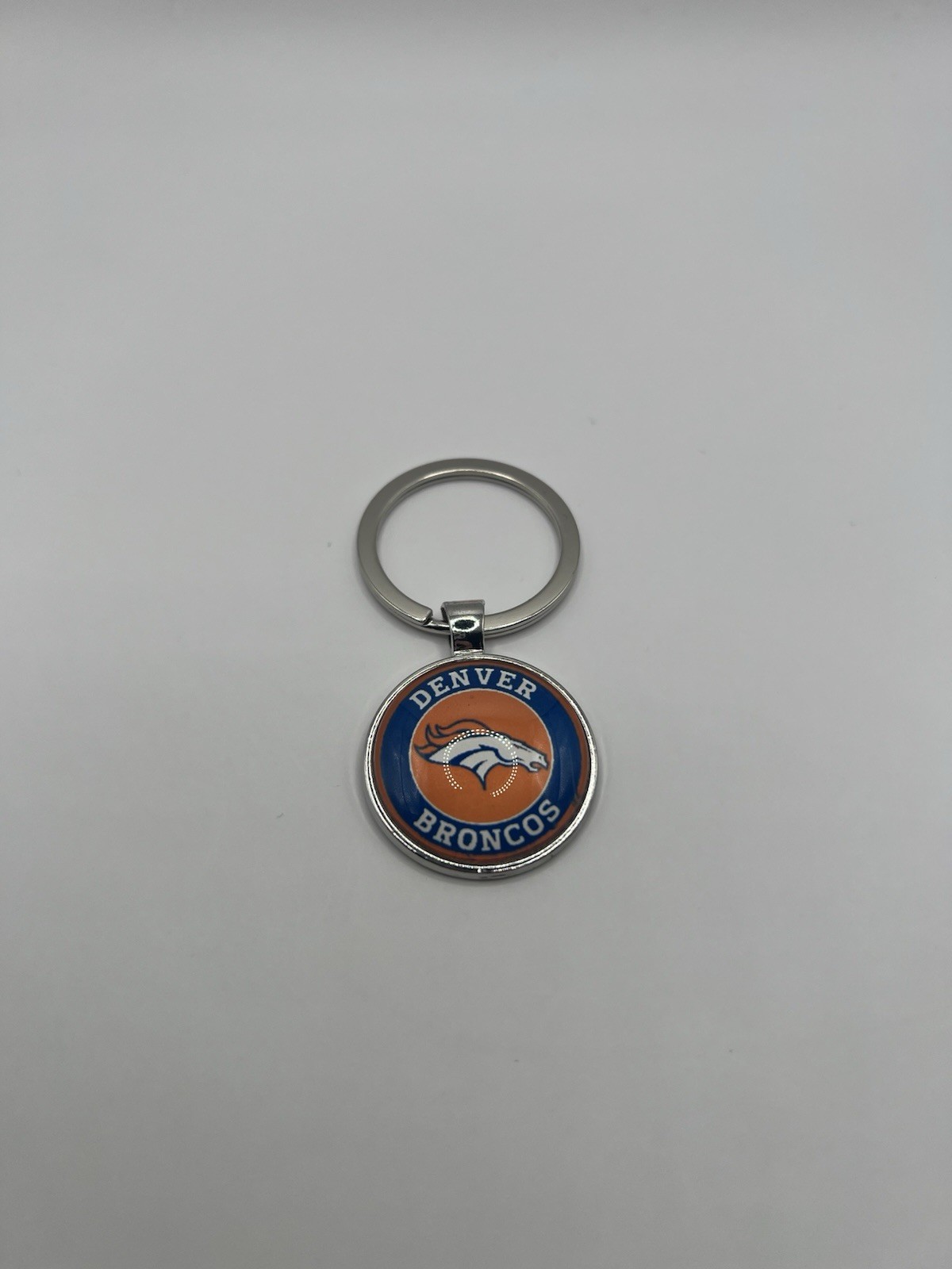 Denver Broncos Stainless Steel Keychain with Logo Charm