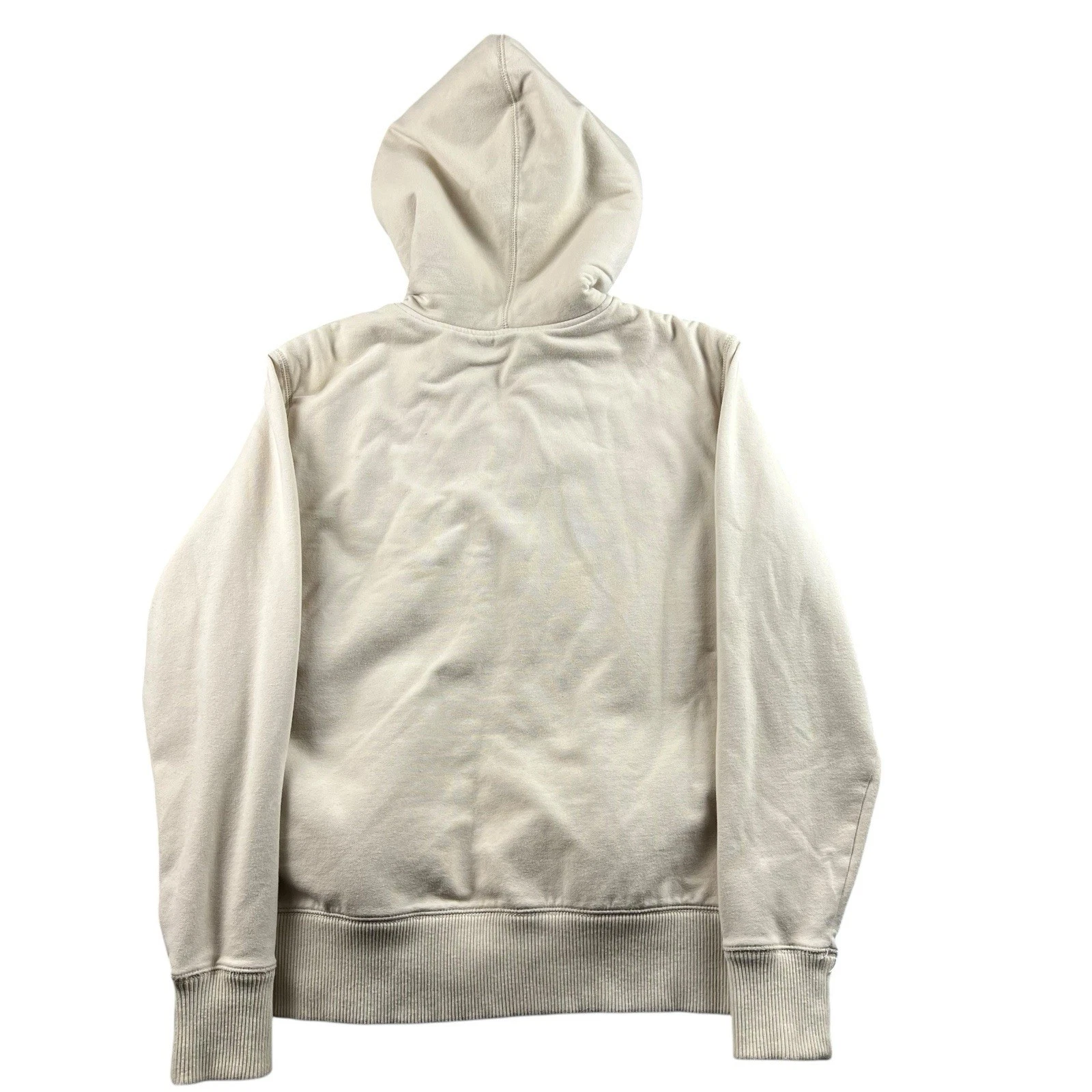 OFF WHITE Felpa foderata in pile Eddie Bauer con cappuccio panna beige ricamata accogliente taglia XL