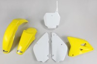 Plastik-Kit UFO Originalfarbe Gelb/Weiß (02-17) Suzuki RM85