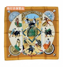 HERMES Carre 90 PLAZA DE TOROS Scarf Yellow Women Auth