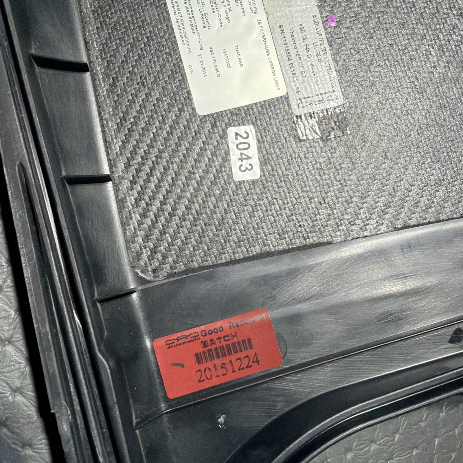 Genuine Audi R8 4S Air Filter Top Cover Carbon Fiber 4S0133846D Left
