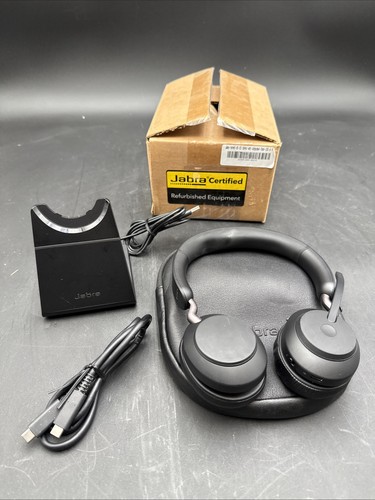 Casque stéréo sans fil Jabra Evolve2 65 avec support de charge station d'accueil HSC110W CERT RFRB