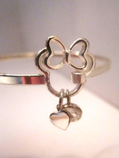Disney Minnie Mouse Bracelet Silvertone inscribed He Loves Me, He Loves Me A Lot