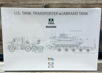 Takom, U.S. Tank Transporter w/ Abrams Tank, 5002X, 1:72 Scale, Model Kit, NIB