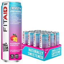 Fitaid Energy Raspberry Hibiscus 200Mg Caffeine Pack Of 12 Low Calorie Drinks
