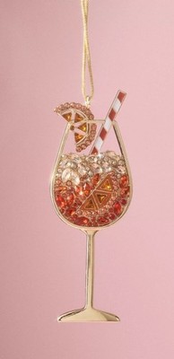Anthropologie BaubleBar x Jeweled Cocktail Ornament Aperol Spritz NWT