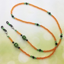 Halloween Skull Eyeglasses Necklace, Orange, Green Black Glasses Chain Holder