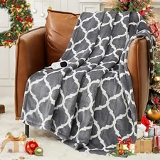 Heated Blanket Electric Throw - 50“X60“ Heating Blanket with 10 Fast Heat Levels