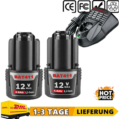 #ad 4.8Ah 2X 12V Lithium ion Battery For Bosch BAT411 BAT412 BAT414 GSR GDR GSB GWI $14.91