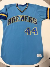 100% Authentic Vintage Sandknit Milwaukee Brewers Hank Aaron jersey 40 medium