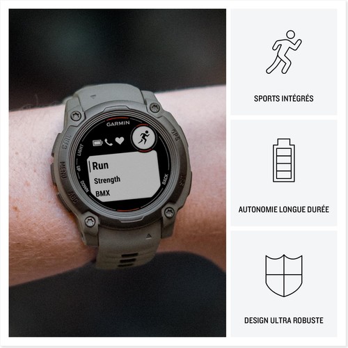 Instinct E - Montre GPS Robuste et connectee - Noir avec Bracelet Gris Charbon - - Photo 3/7