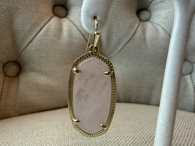 New Kendra Scott Elle Gold Drop Earrings In Pink Quartz