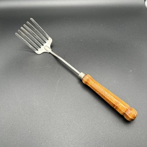 Vintage Foley MPLS 6 Tine Stainless Pastry Fork Wood Handle Blend Mix Whip