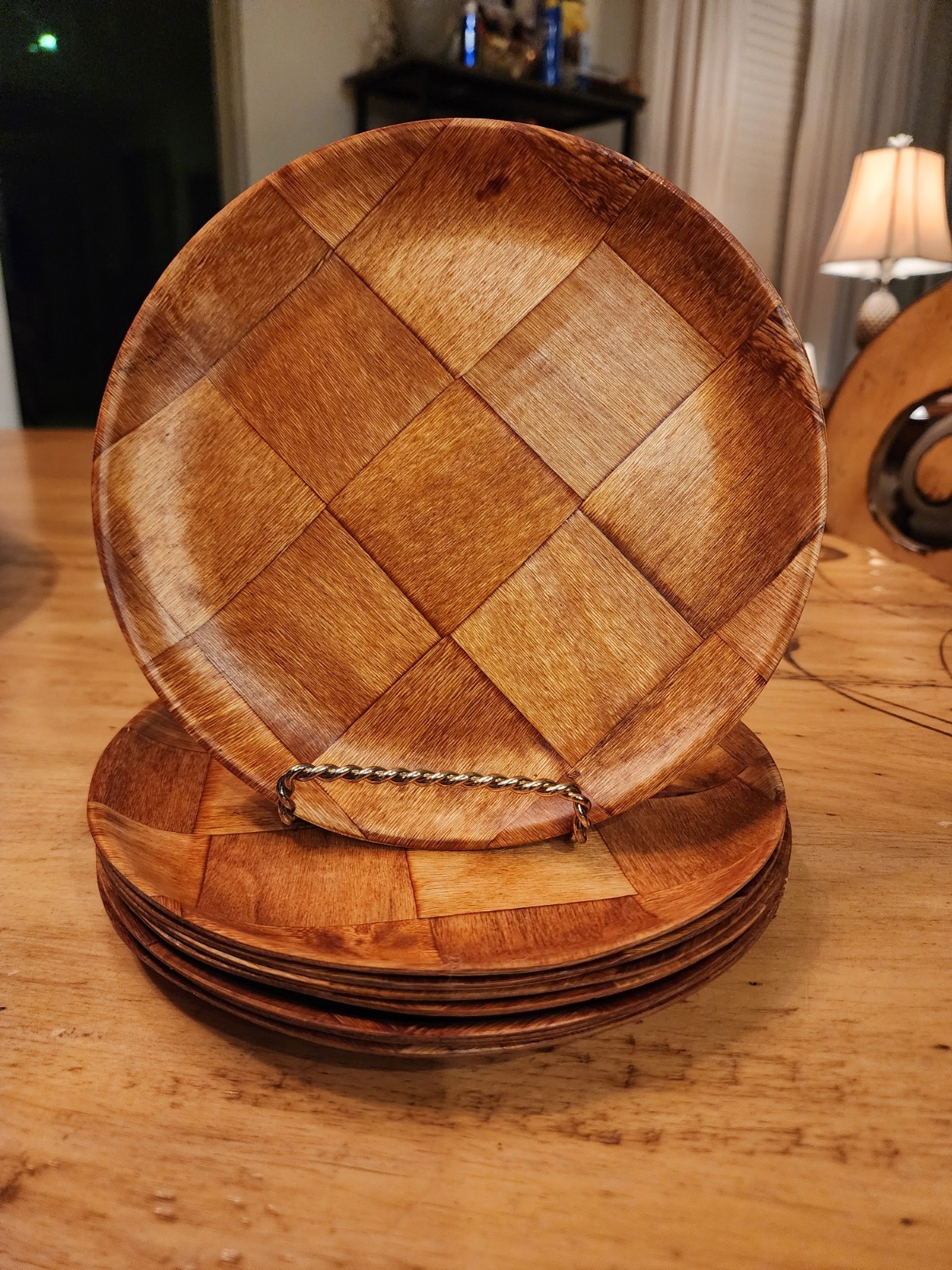 Libertyware 8" Woven Wood Plate Salad Plate (Set of 8)