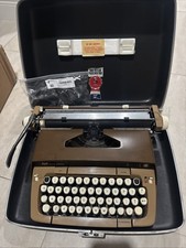 Vintage SCM Smith-Corona Galaxie TwelveManual Portable Typewriter Bronze w/ Case thumbnail