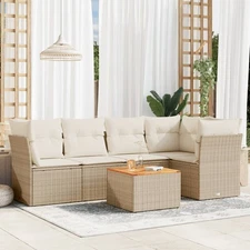 Garden Sofa Set Beige Poly Rattan Large Modular Garden Sofa Set