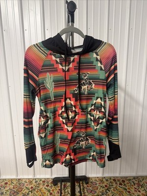 Crazy Train Women s XS Hoodie Shirt Aztec Western Rodeo Cowboy Graphic