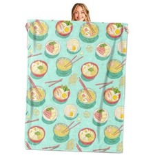 Throw Blanket,,Soft,Lightweight Flannel,Playful Japanese 50x60in Ramen Noodle