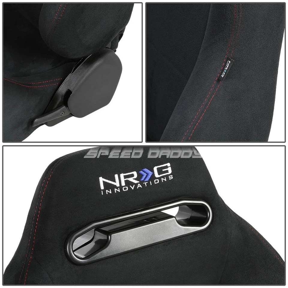 NRG BLACK SUEDE RECLINABLE RACING SEAT+LOW-MOUNT BRACKET FOR 02-06 DC5 ACURA RSX - Image 4 of 4