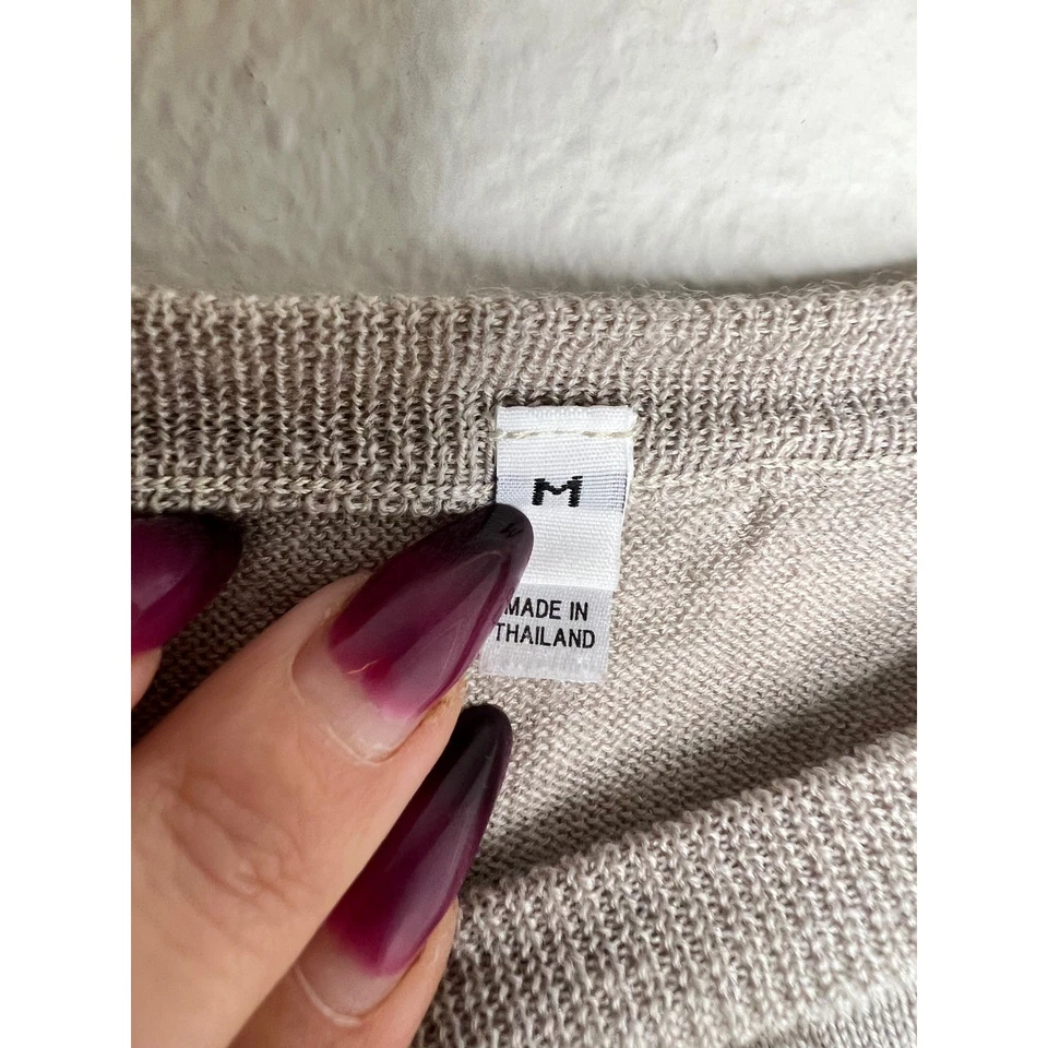 MUJI womens Wool Silk Blend Crew Neck Long Sleeve Sweater Beige Size M - Image 2 of 4