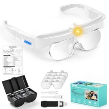 Magnifying Glasses with Lights, 5X 3.5X 2.5X 1.5X Flip-up Rechargeable Hands ...