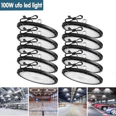 10Pack UFO Led High Bay Light 100W Warehouse Factory Commercial Industrial Light