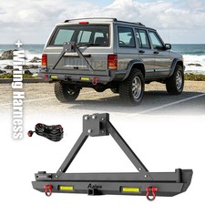 Aaiwa For 1984-2001 Jeep Cherokee Xj Steel Rear Bumper Wtire Carrierlights