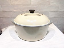 Vintage Club Aluminium Four Hollandais Rôtissoire Crème Marron Rayure Couvercle 4 Qt Ustensiles de Cuisine
