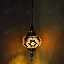 Turkish Moroccan Style Mosaic Multicolour Hanging Lamp Light Large Globe