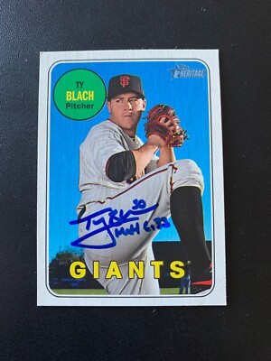 Ty Blach Signed 2018 Topps Heritage Card San Francisco Giants Autograph COA