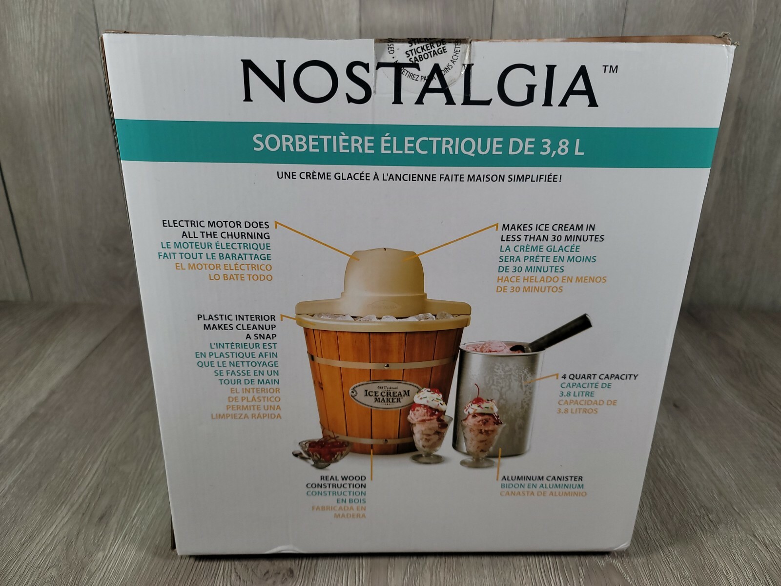 Brand New Nostalgia 4Quart Electric Wood Bucket Ice Cream Maker 1 eBay