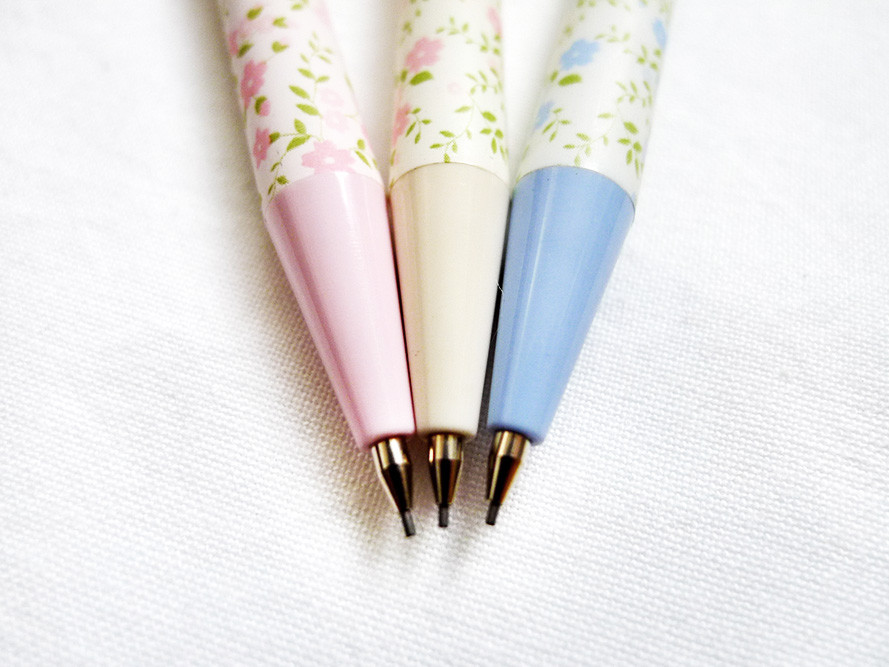 LOT 3 pc SET Floral Love SWEET SECRET 0.5 mm .5 mm Eraser Lead Pencil