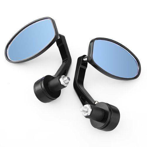 BLACK 7/8'' HANDLEBAR END MOTORCYCLE MIRRORS FOR HONDA TRIUMPH YAMAHA CAFE RACER - Picture 9 of 11