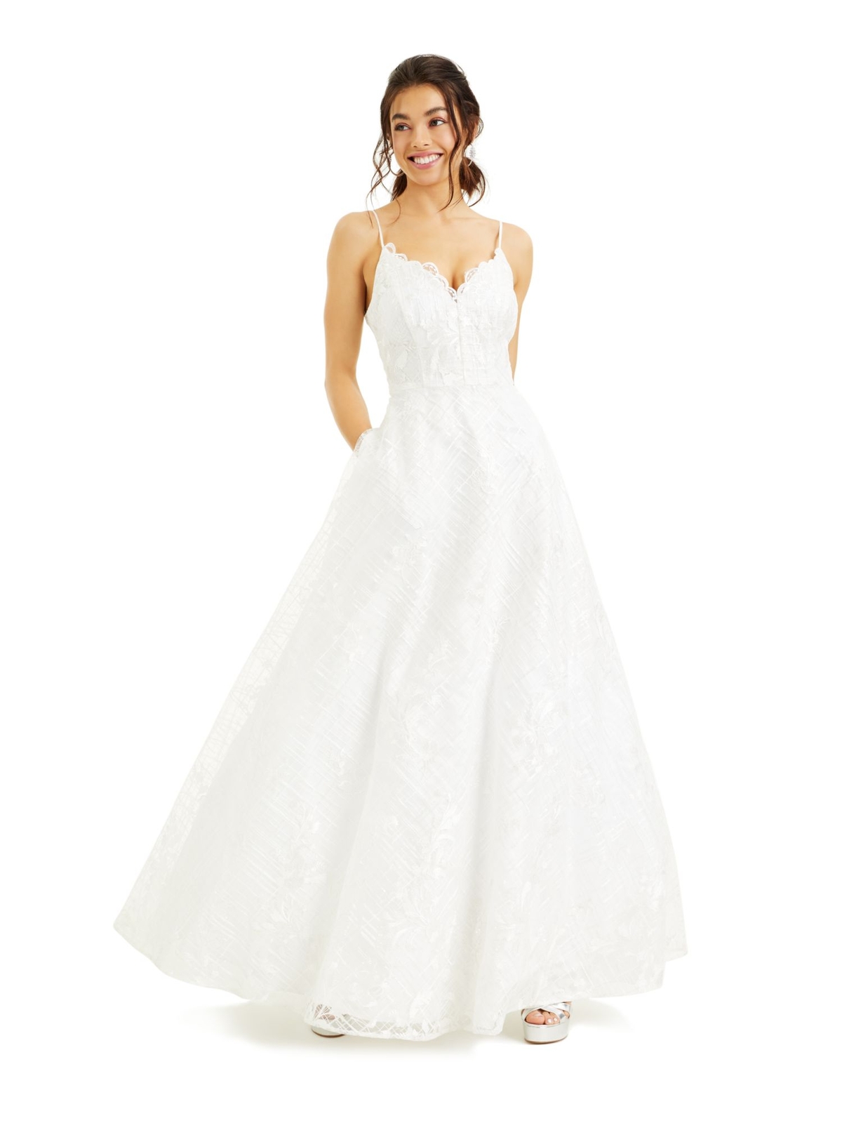 СКАЖИТЕ ДА женскому белому вечернему платью на тонких бретельках 0