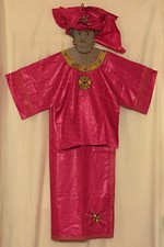 African Clothing Women 3pc Traditional Embroidery Guinea Brocade Buba Wrap Set