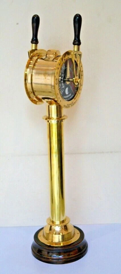 Brass Finish Telegraph Navy Ship Engine Room Wooden Base - Image 3 of 4