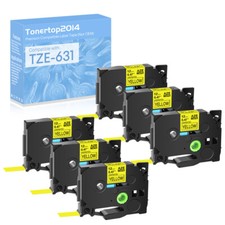6PCS TZ 631 TZ631 TZe631 Laminated Label Tape Black on Yellow 12mm for Brother