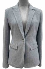 Loft Light Blue Blazer Elbow Pads Sz 2 Womens Coat Sky Blue Herringbone 1 Button