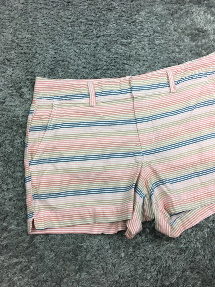 Pantalones Cortos Gap City Mujer Talla 8 Chino Rayas Rosa Azul Marrón Midi Foto 3 de 4