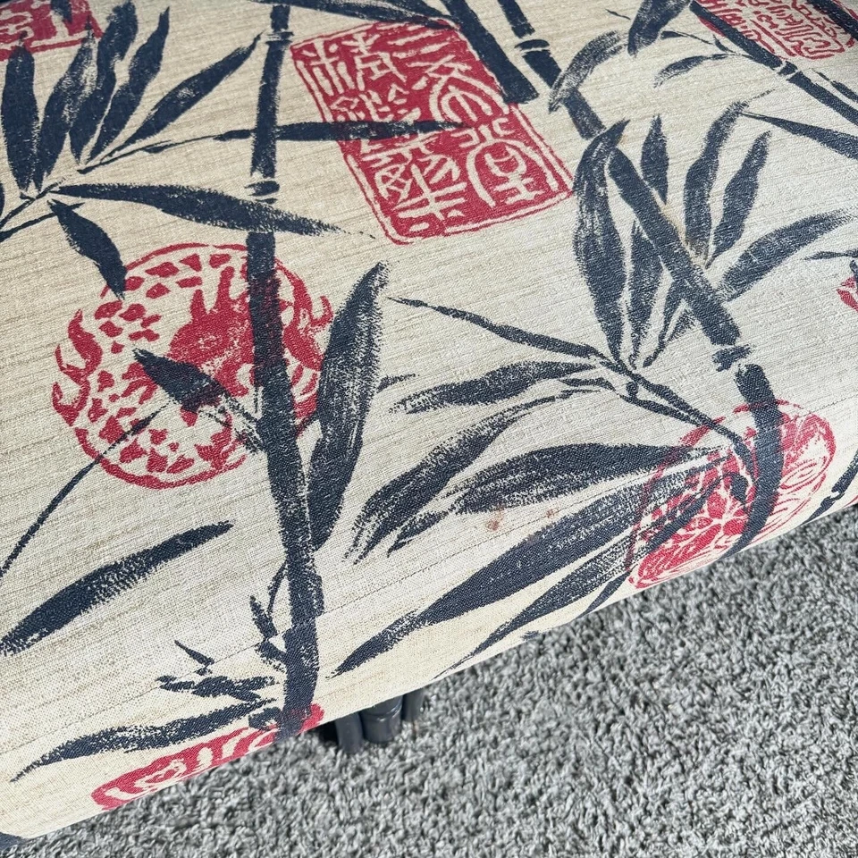 Sofá Boho Chic Negro Mimbre Ratán con Cojines Rojo Tostado y Negro Foto 3 de 4